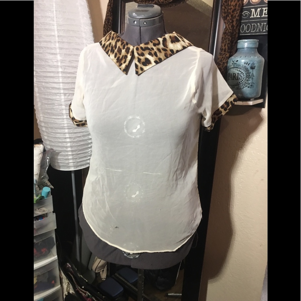 Sheer and leopard blouse